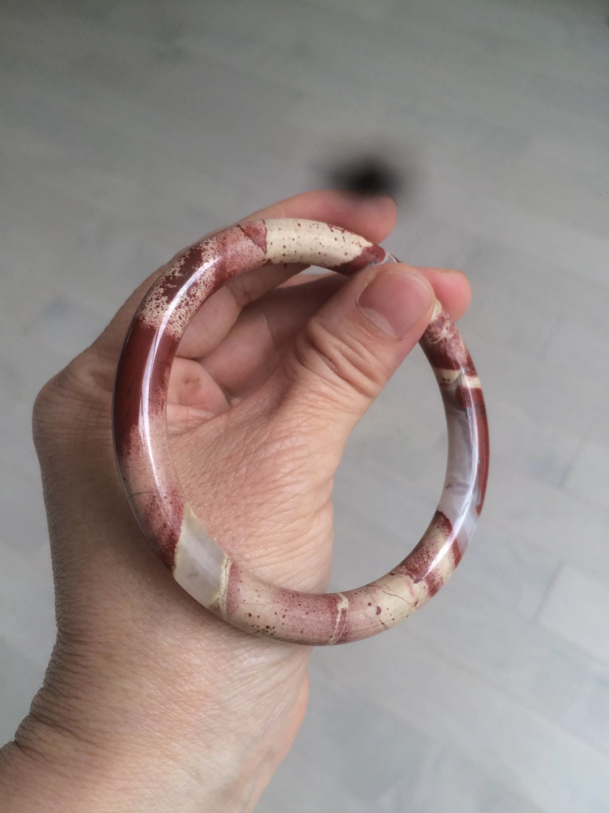 60.5mm 100% natural red/pink slim round cut red jasper stone bangle XY87