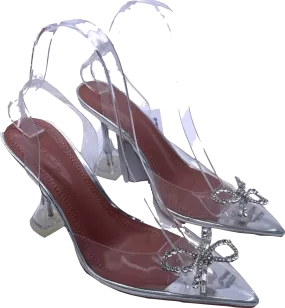 Amazon Metallic Clear Rhinestone Bow Heels With Slingback UK 4 EU 37 👠