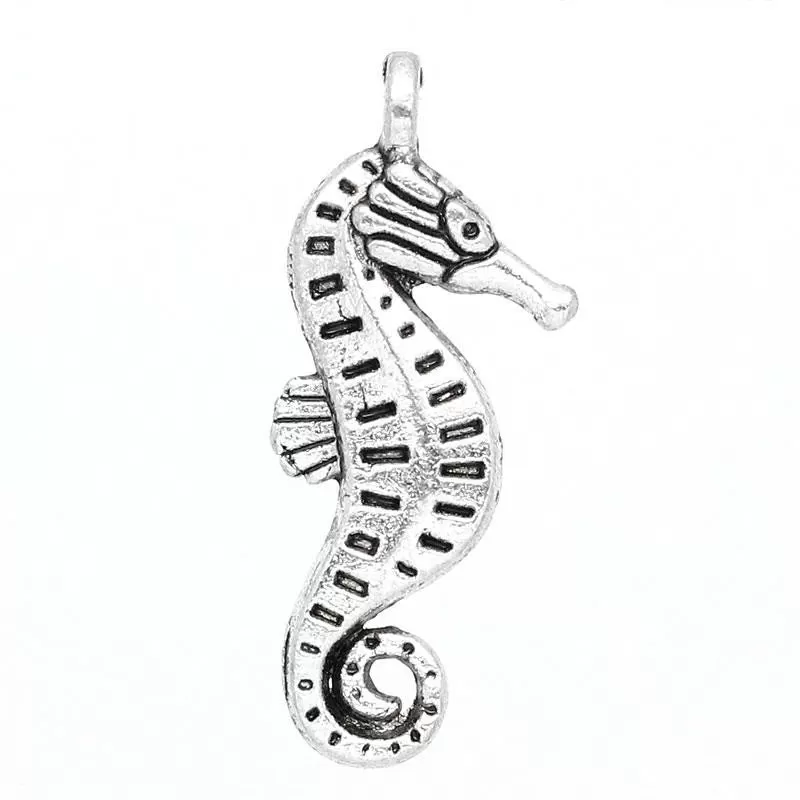 AVBeads Beach Charms Seahorse Silver 22mm x 9mm Metal Charms 4pcs