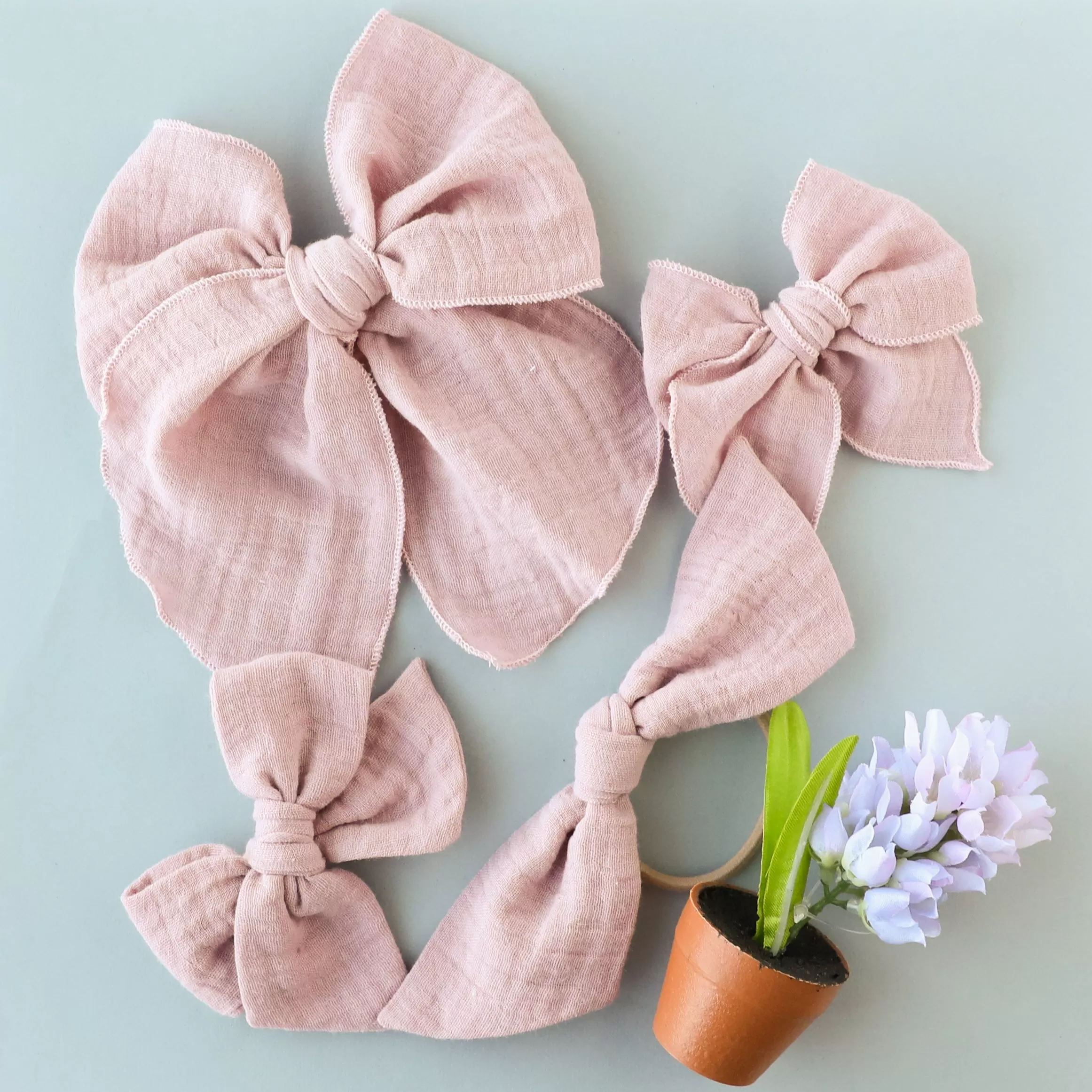 Blush | Gauze Petite Party Bow