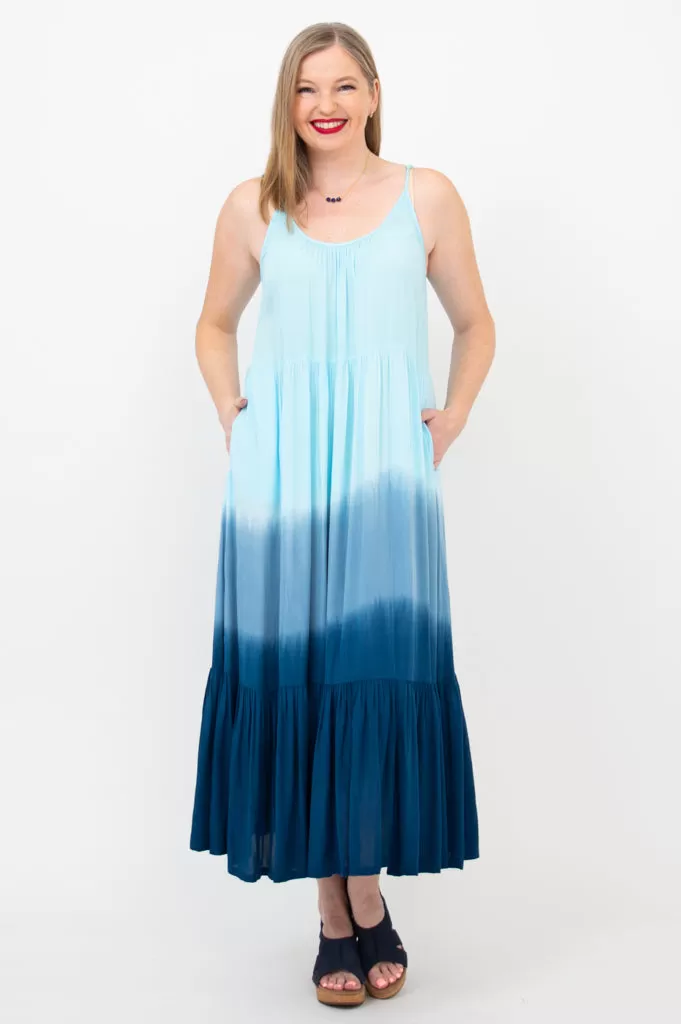 Boha Dress, Turquoise Dip-Dye