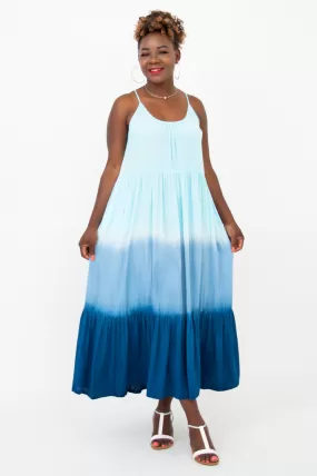 Boha Dress, Turquoise Dip-Dye