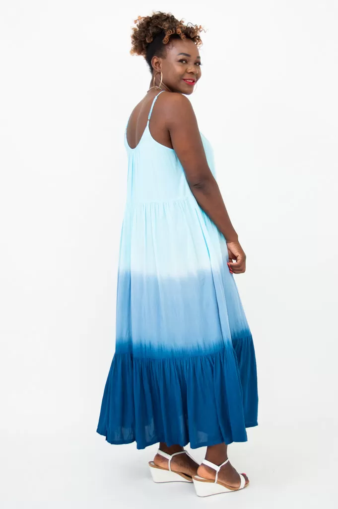 Boha Dress, Turquoise Dip-Dye