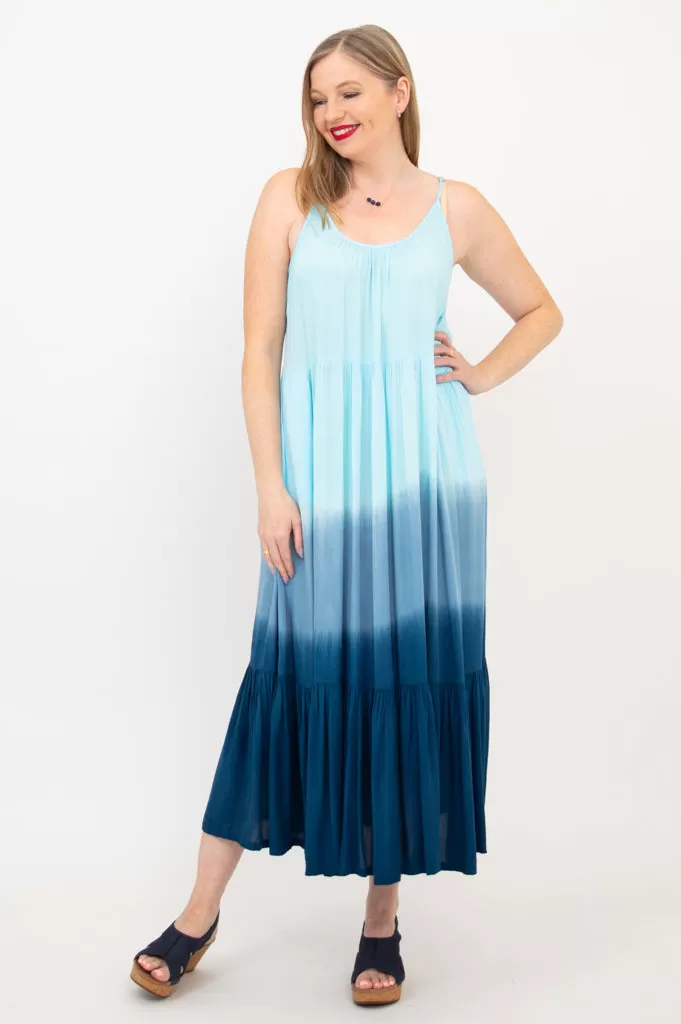 Boha Dress, Turquoise Dip-Dye