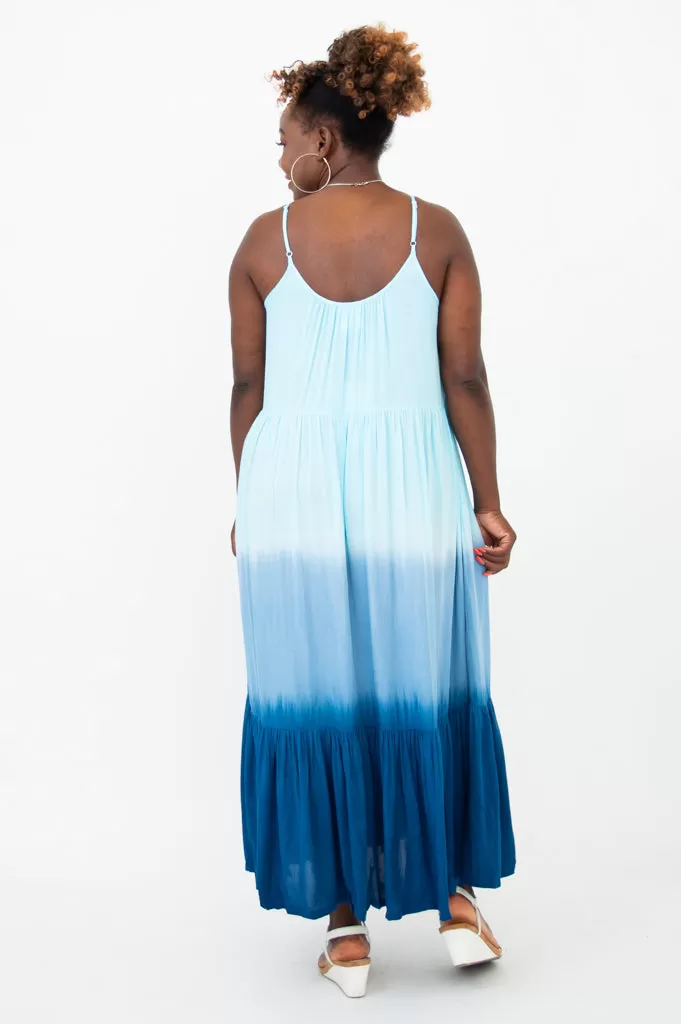 Boha Dress, Turquoise Dip-Dye