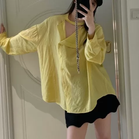 Button-Down Shirt With Irregular Collar