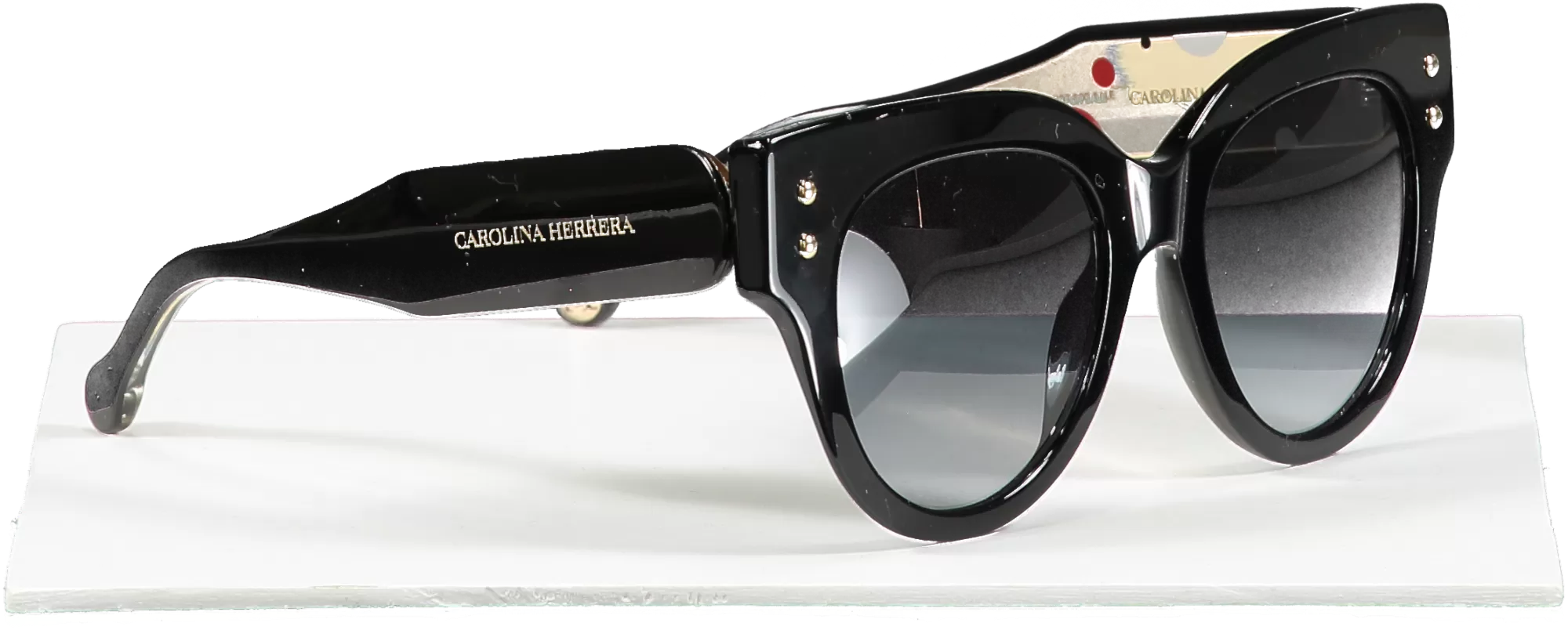 Carolina Herrera Ch008s Black Shiny Cat Eye Sunglasses