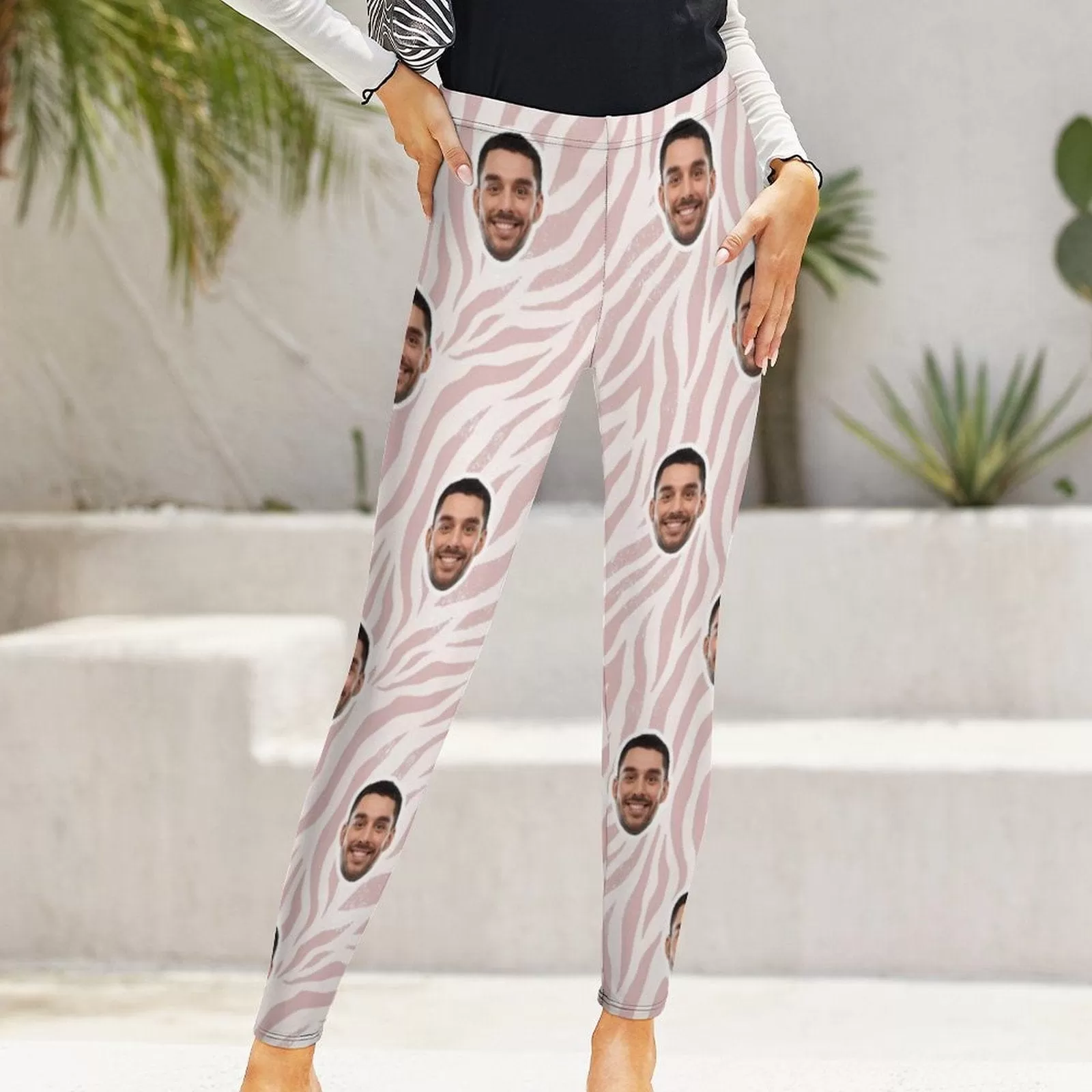 Custom Face Pink Leggings Design Your Own Leggings