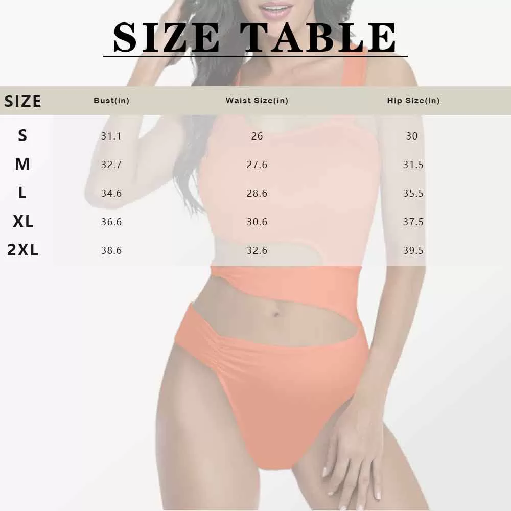 Custom Face Seamless Women's Waist Cutout One Piece Swimsuit Personalized Photo Bathing Suit