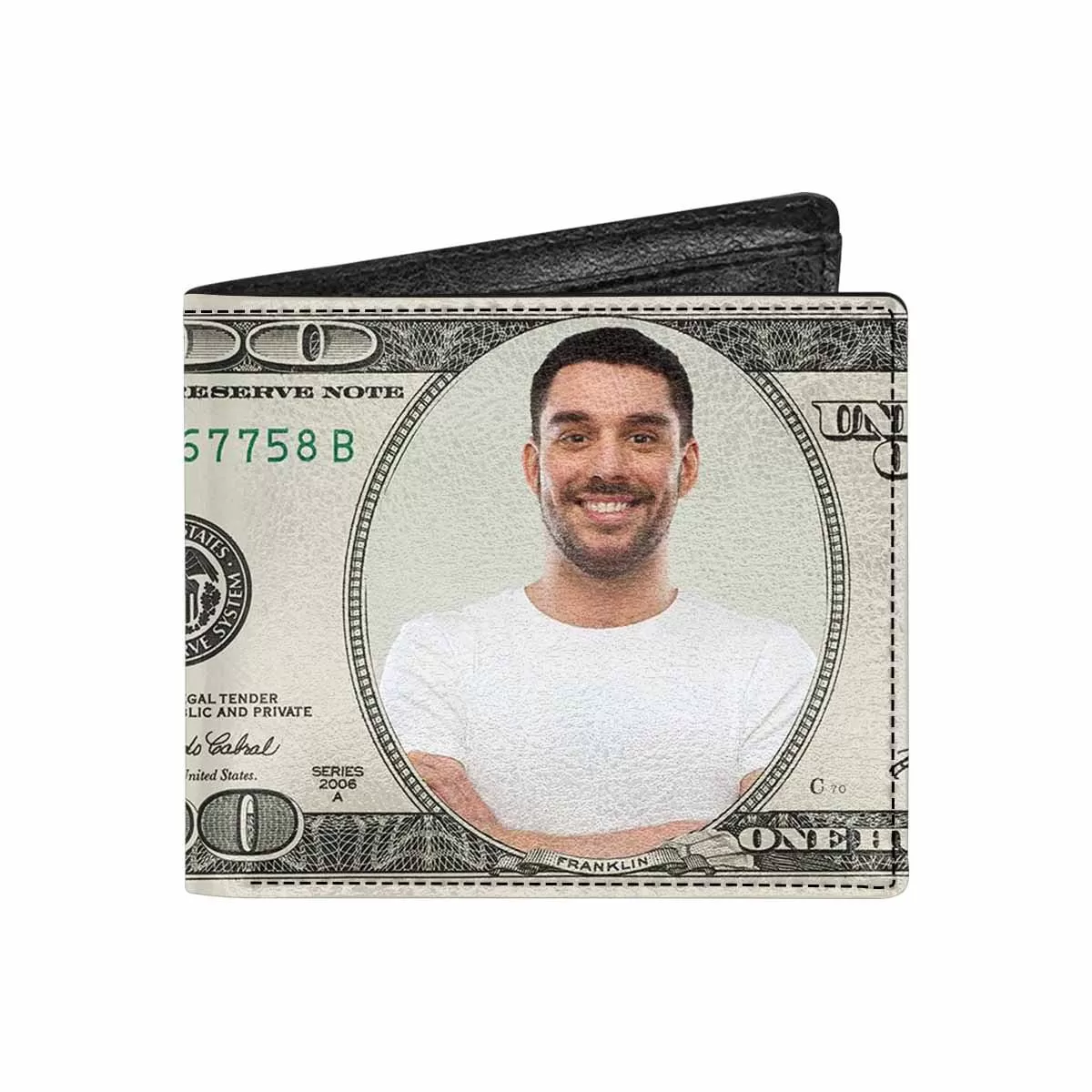 Custom Photo Bifold Wallet With Coin Pocket Us Dollars Personalized Men's Photo Wallet