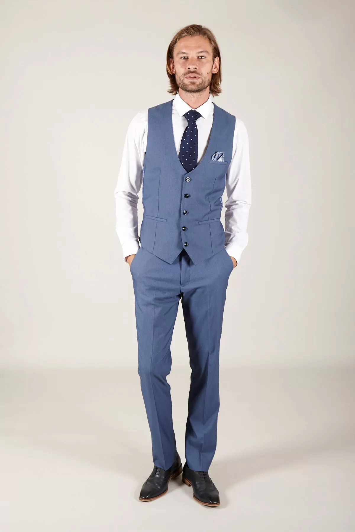 DANNY - Sky Single Breasted Waistcoat