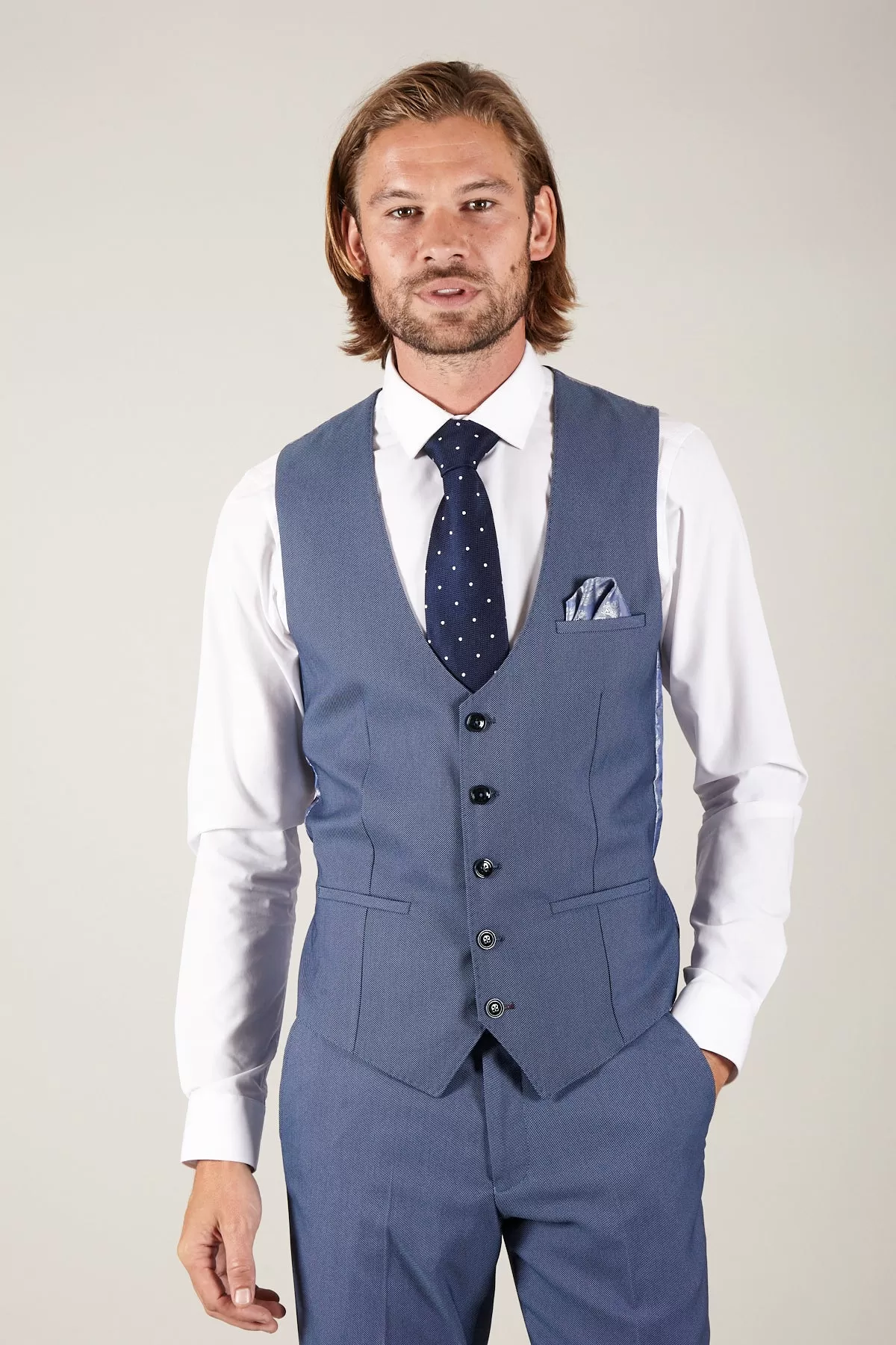 DANNY - Sky Single Breasted Waistcoat