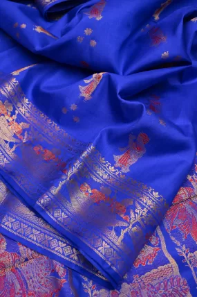 Deep Cobalt Blue Color Pure Baluchari Silk Saree with Meenakari Work