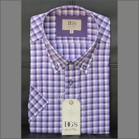 Drifter Ivano Purple/White Check Short Sleeve Shirt 