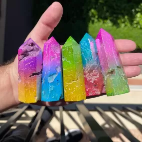 Druzy Rainbow Aura Sphalerite Towers