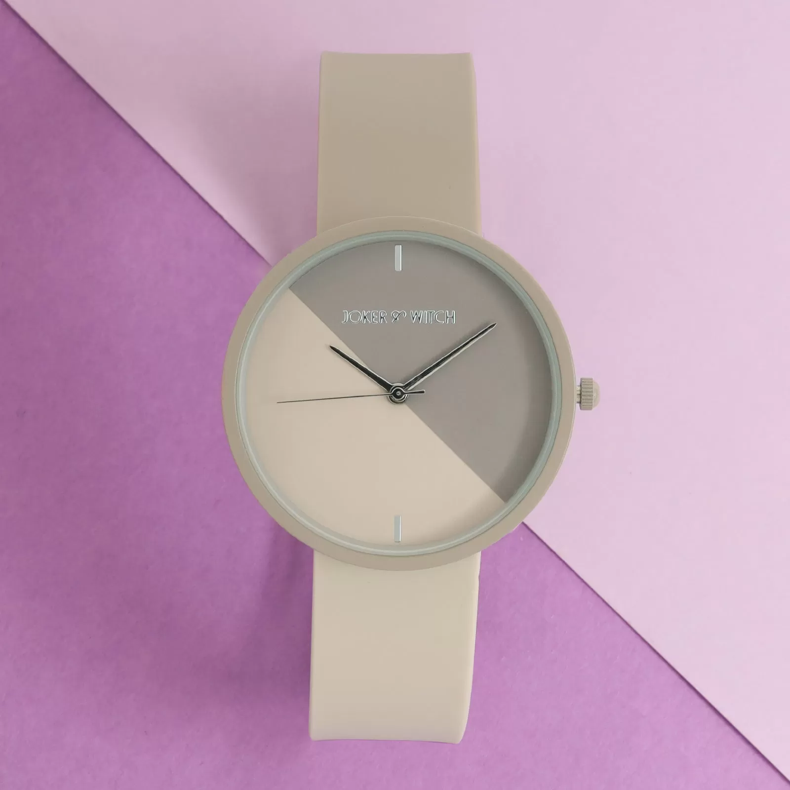 Duet Hue Wave Beige Silicone Strap Watch