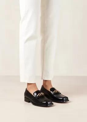 Elliot Black Leather Loafers