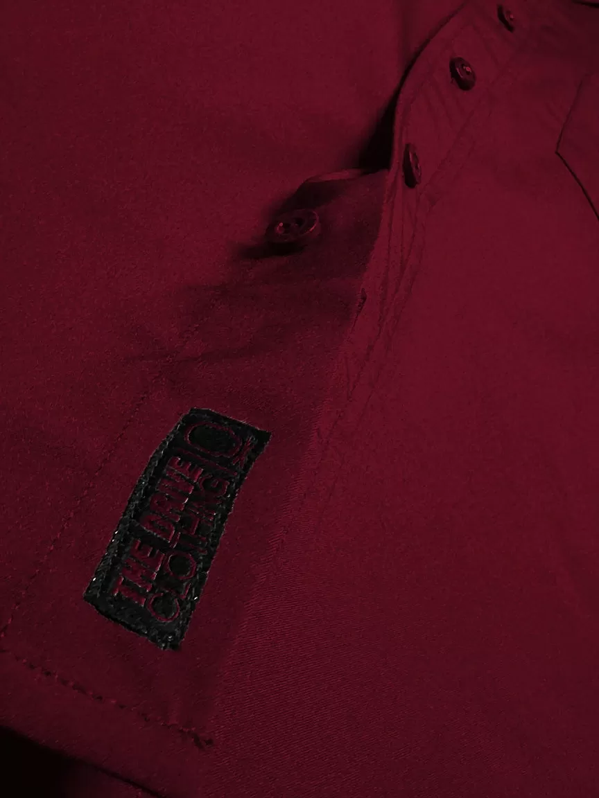 ESSENTIAL CRIMSON RED BUTTON UP