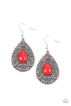 Fanciful Droplets Red Earrings - Paparazzi Accessories