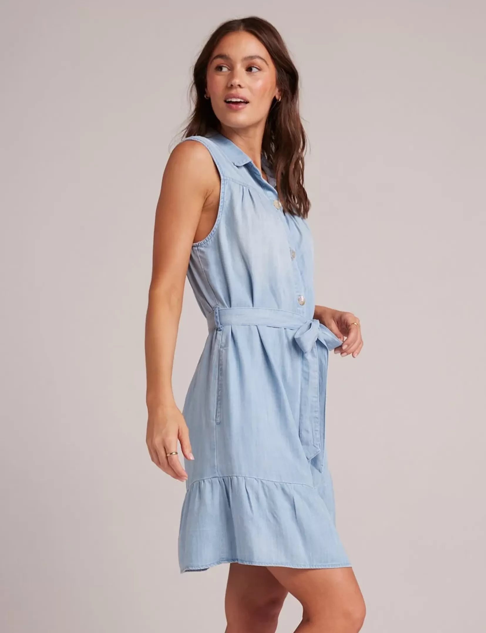 Gathered Ruffle Shirt Dress, Caribbean Wash