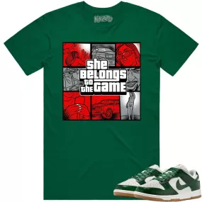 Green Ostrich Dunks Shirt to Match - RED BELONGS TO THE GAME