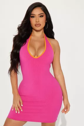 Heather Snatched Mini Dress - Fuchsia/combo