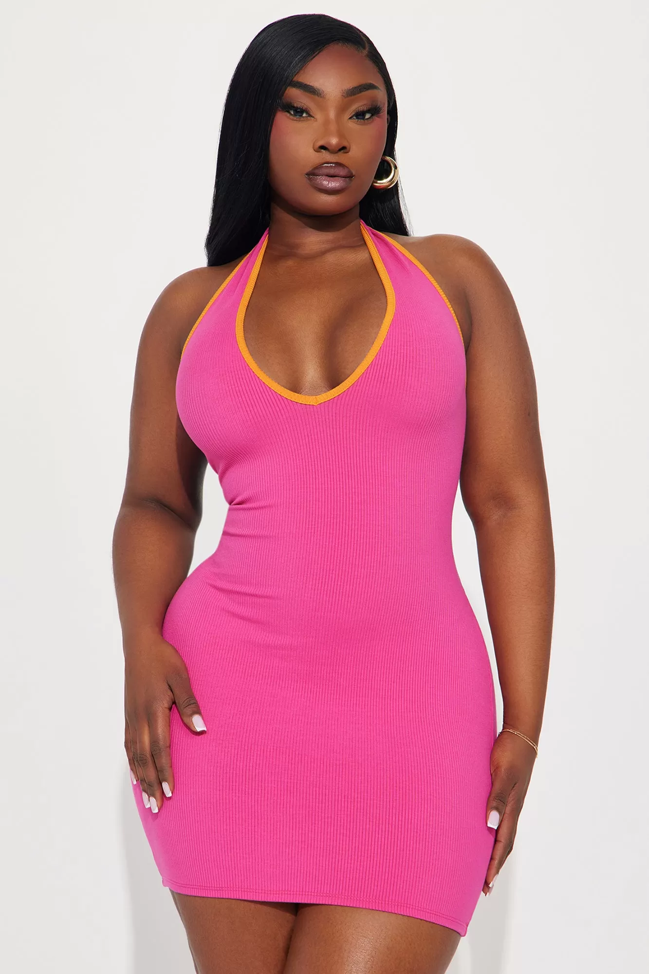 Heather Snatched Mini Dress - Fuchsia/combo