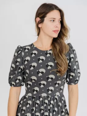 Inez Bubble Sleeve Dress - Vase Cluster Graphite