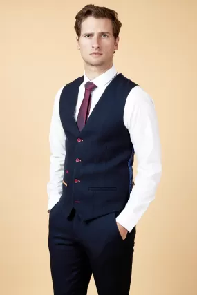 JD4 - Navy Contrast Trim Waistcoat