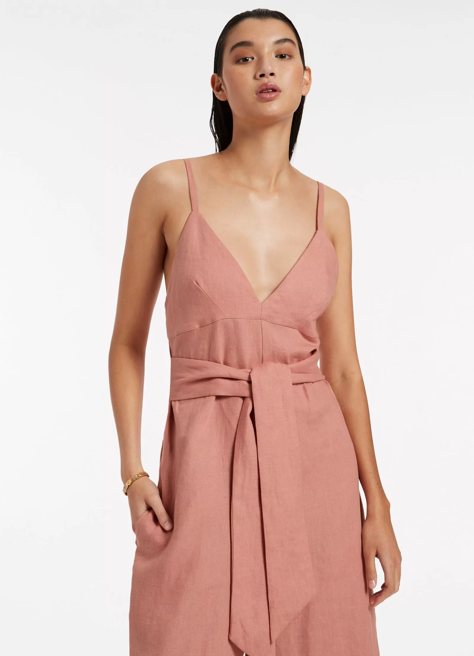 Jetset V-Neckline Jumpsuit - Musk