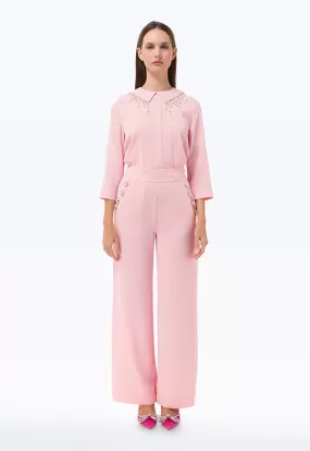 Long Solid Trouser With Button Detail