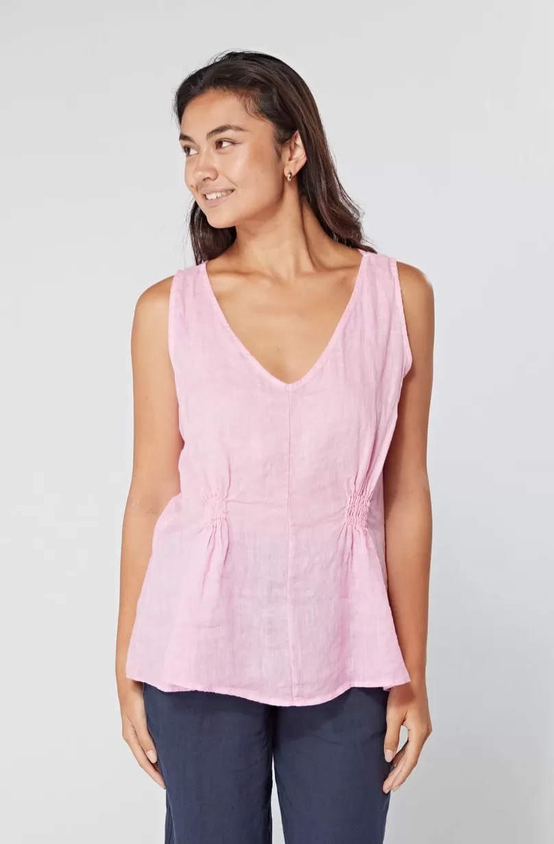 Luca Vanucci tank 2054, ruched linen (2 colors)