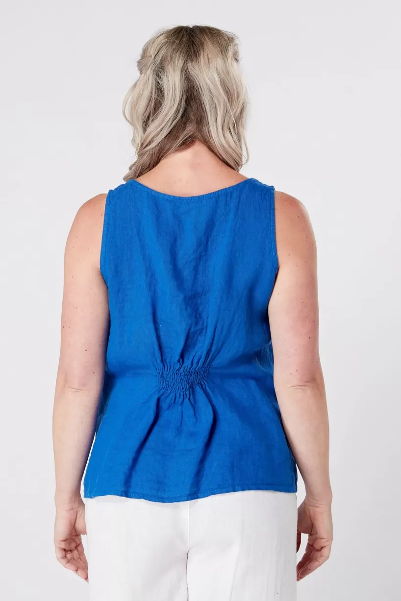 Luca Vanucci tank 2054, ruched linen (2 colors)