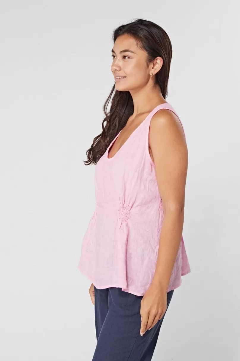 Luca Vanucci tank 2054, ruched linen (2 colors)