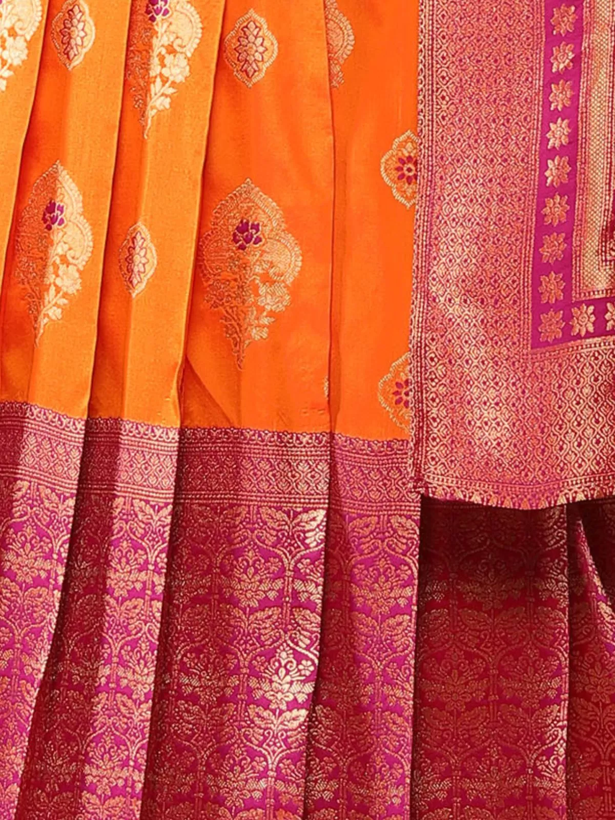 Odette Orange Banarasi Silk Woven Stitched Gown  for Women