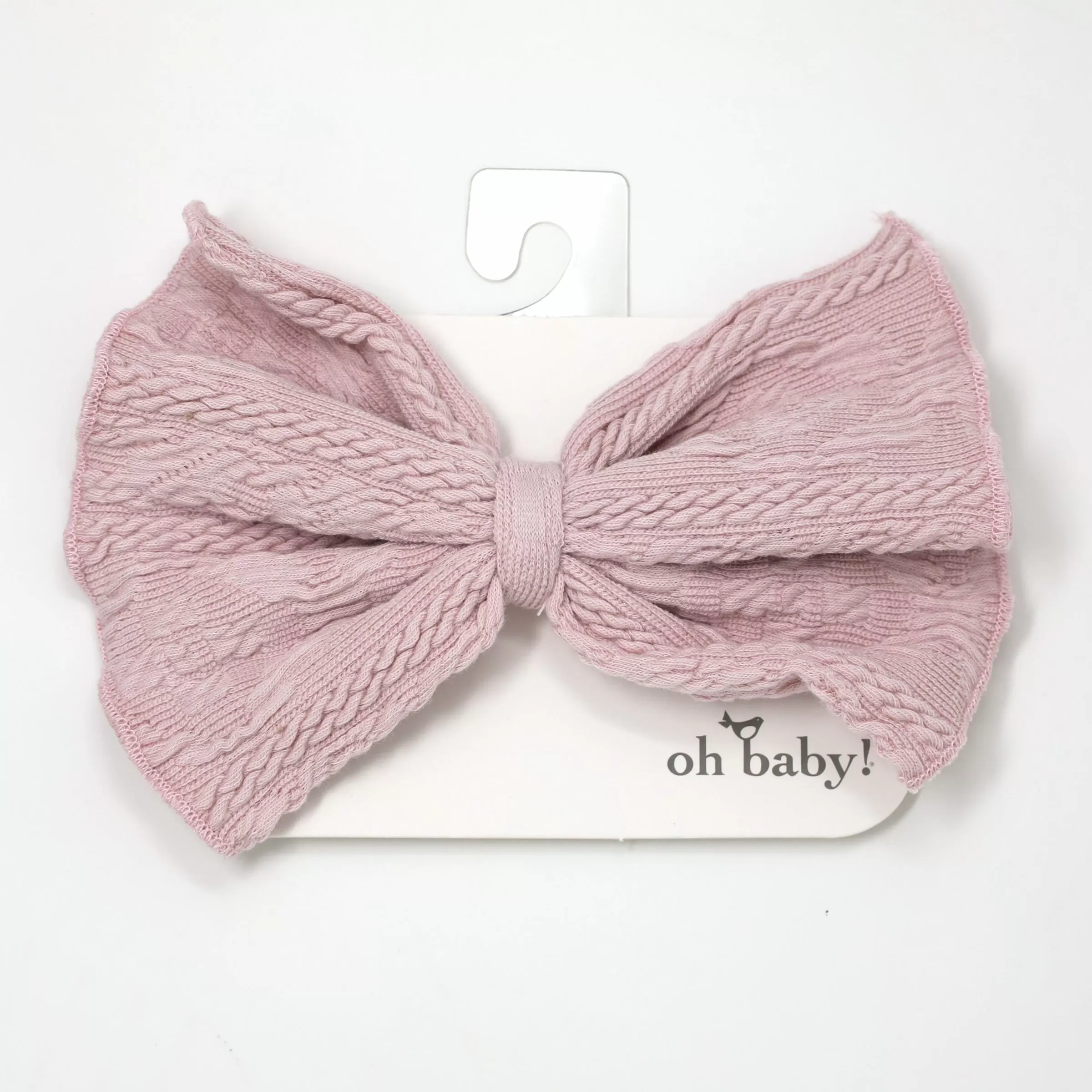 oh baby! Pucker Knit Bow on Nylon Headband - Blush