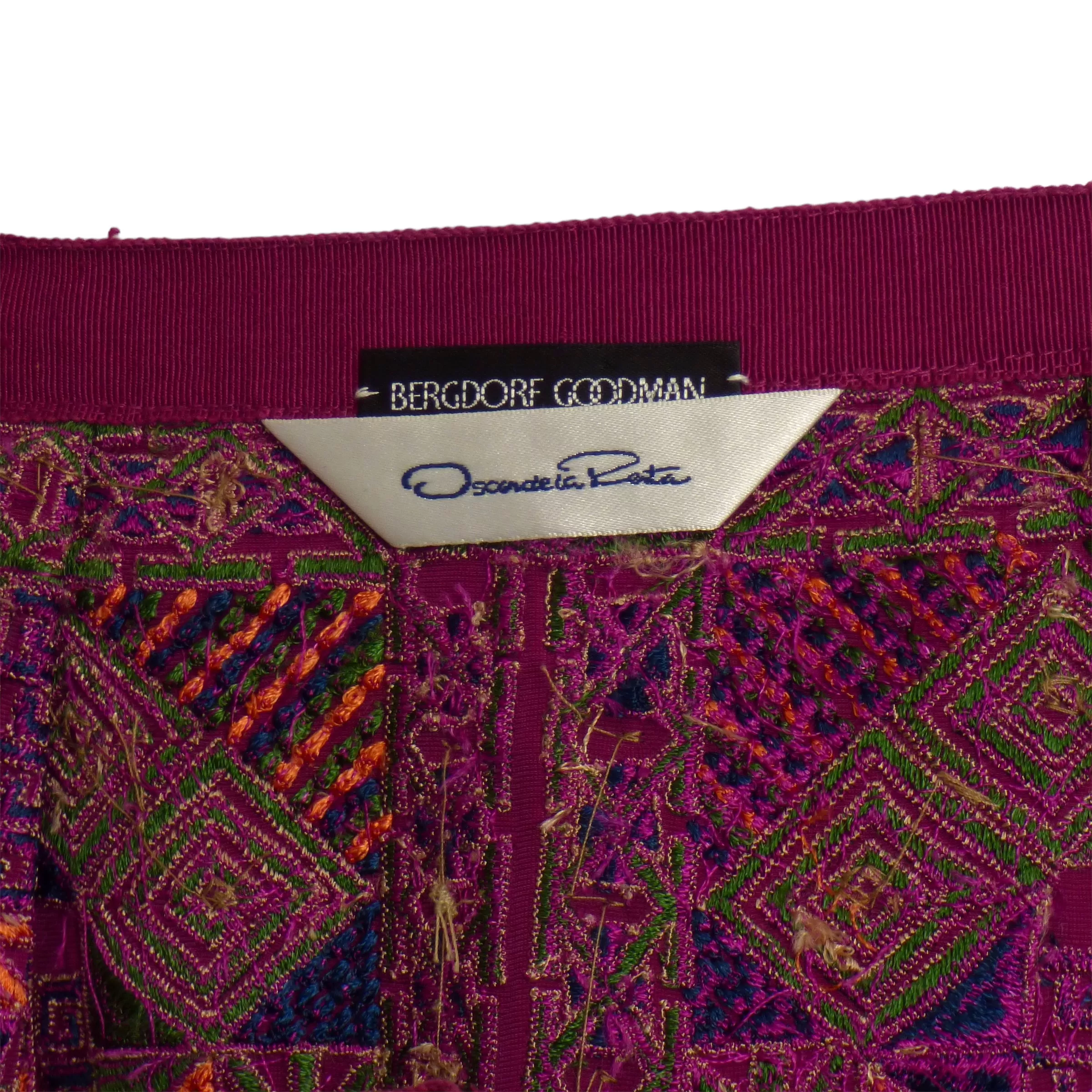 OSCAR DE LA RENTA- Embroidered Velvet Skirt, Size-10