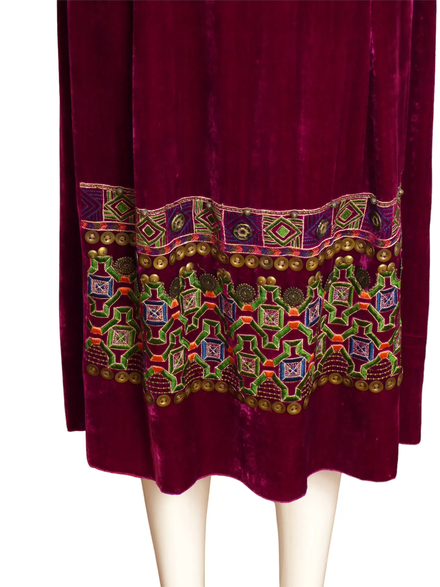 OSCAR DE LA RENTA- Embroidered Velvet Skirt, Size-10