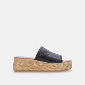 PABLOS WIDE SANDALS BLACK LEATHER