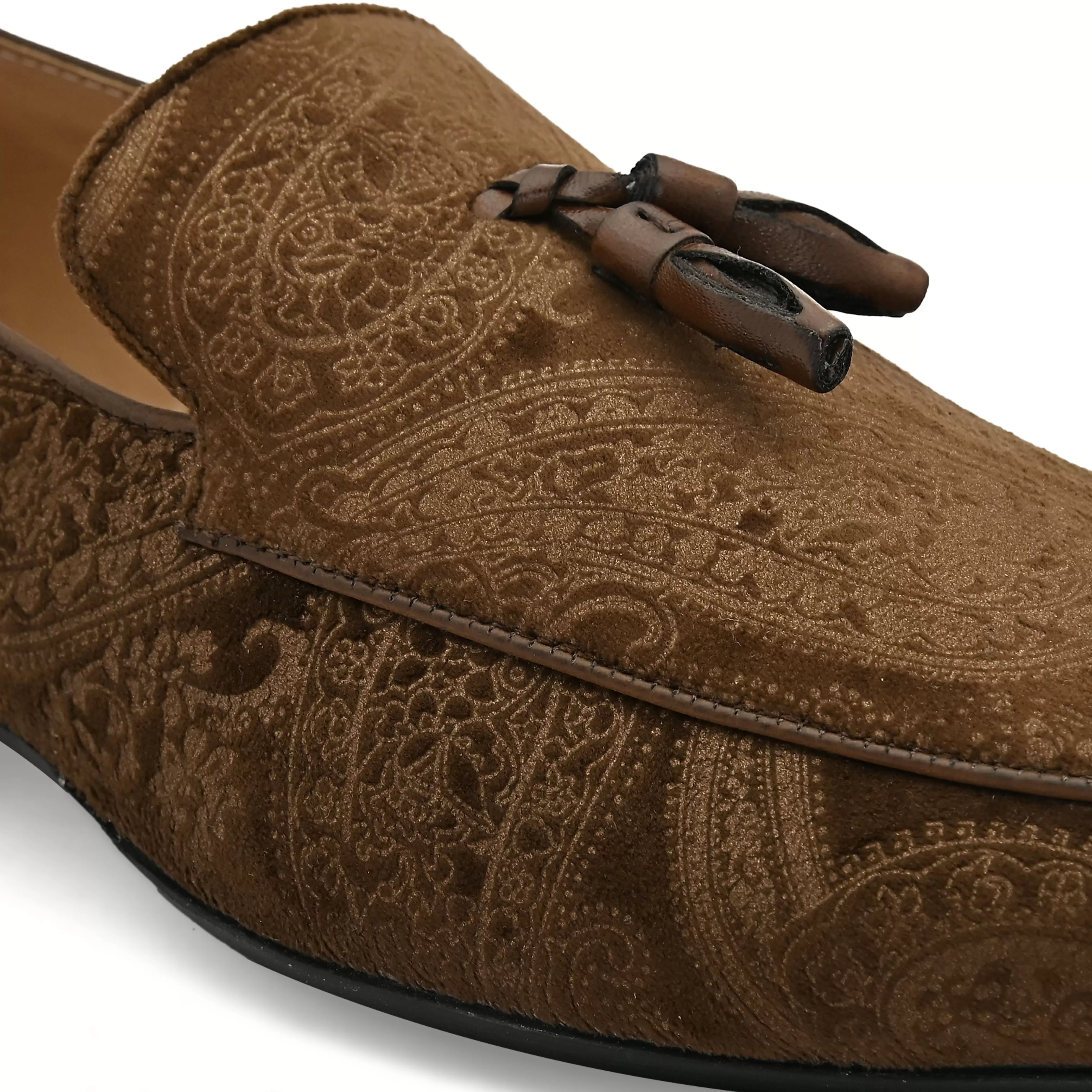 Paisley Print Brown Loafers