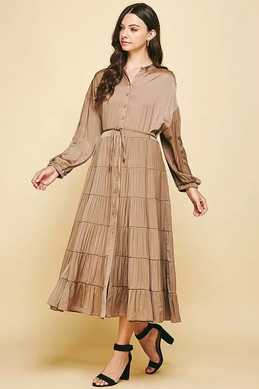 Rachel Button Down Dress in Mocha