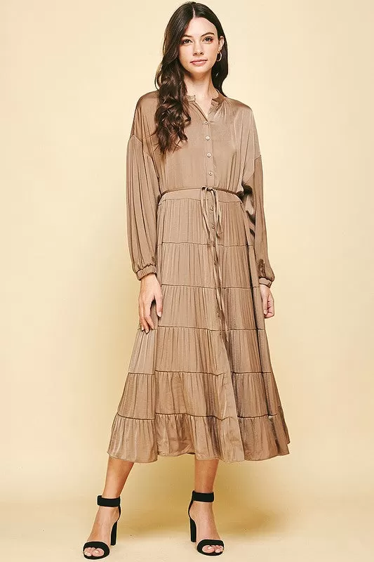 Rachel Button Down Dress in Mocha