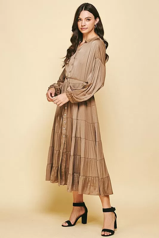 Rachel Button Down Dress in Mocha