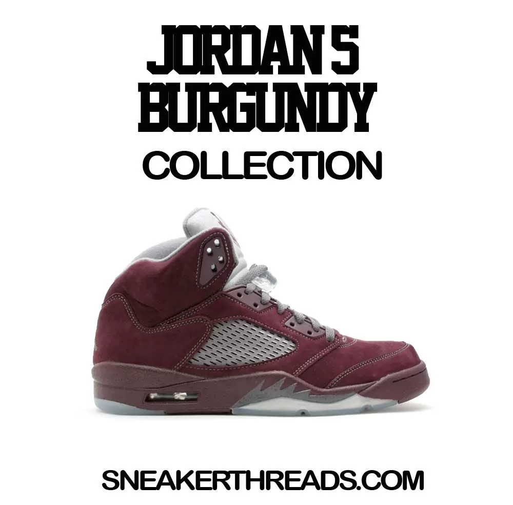 Retro 5 Burgundy Shirt - Love Kicks - Charcoal