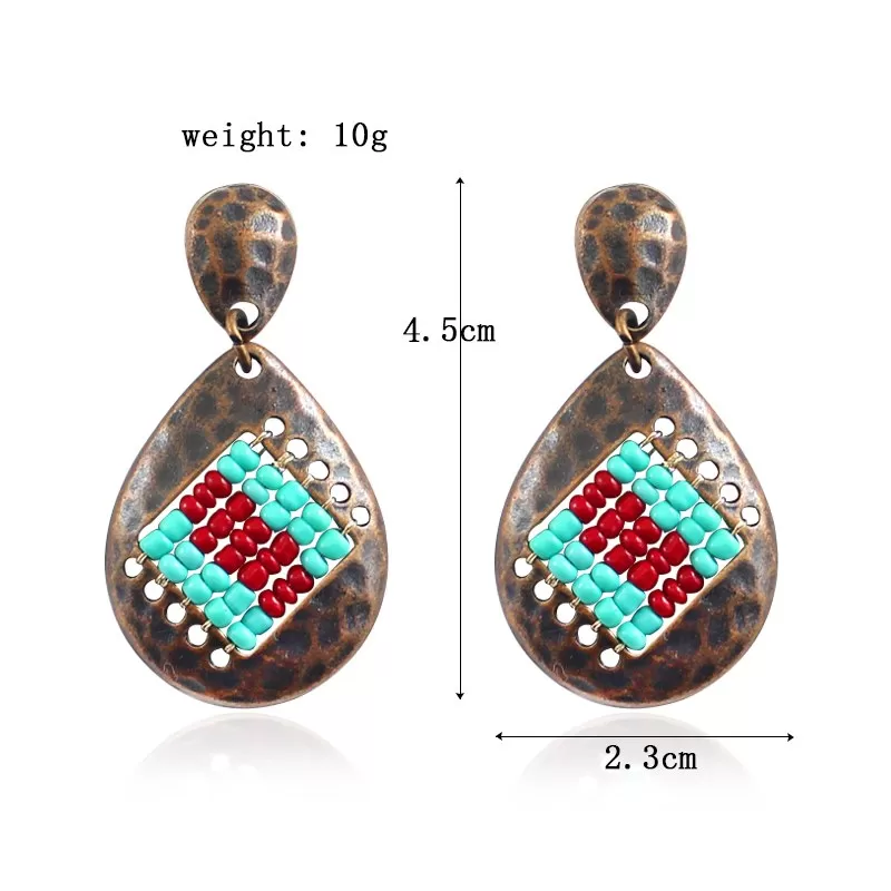 Retro Water Droped Beads Earring - 2 Colors