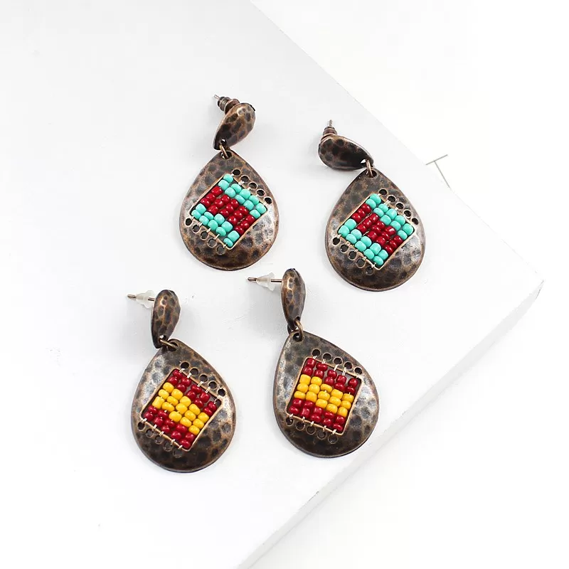 Retro Water Droped Beads Earring - 2 Colors