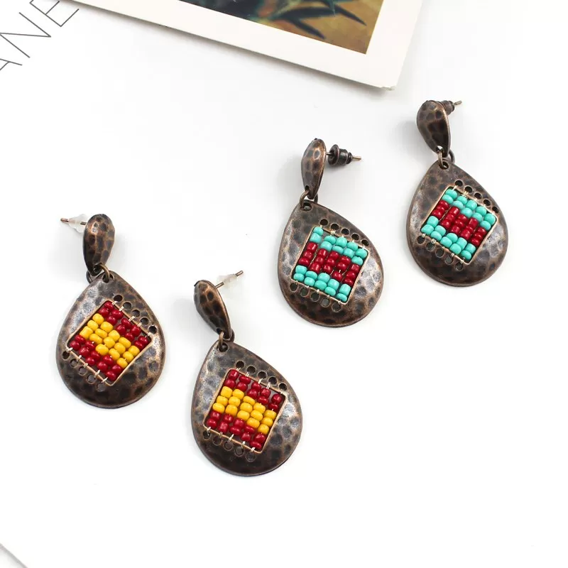 Retro Water Droped Beads Earring - 2 Colors