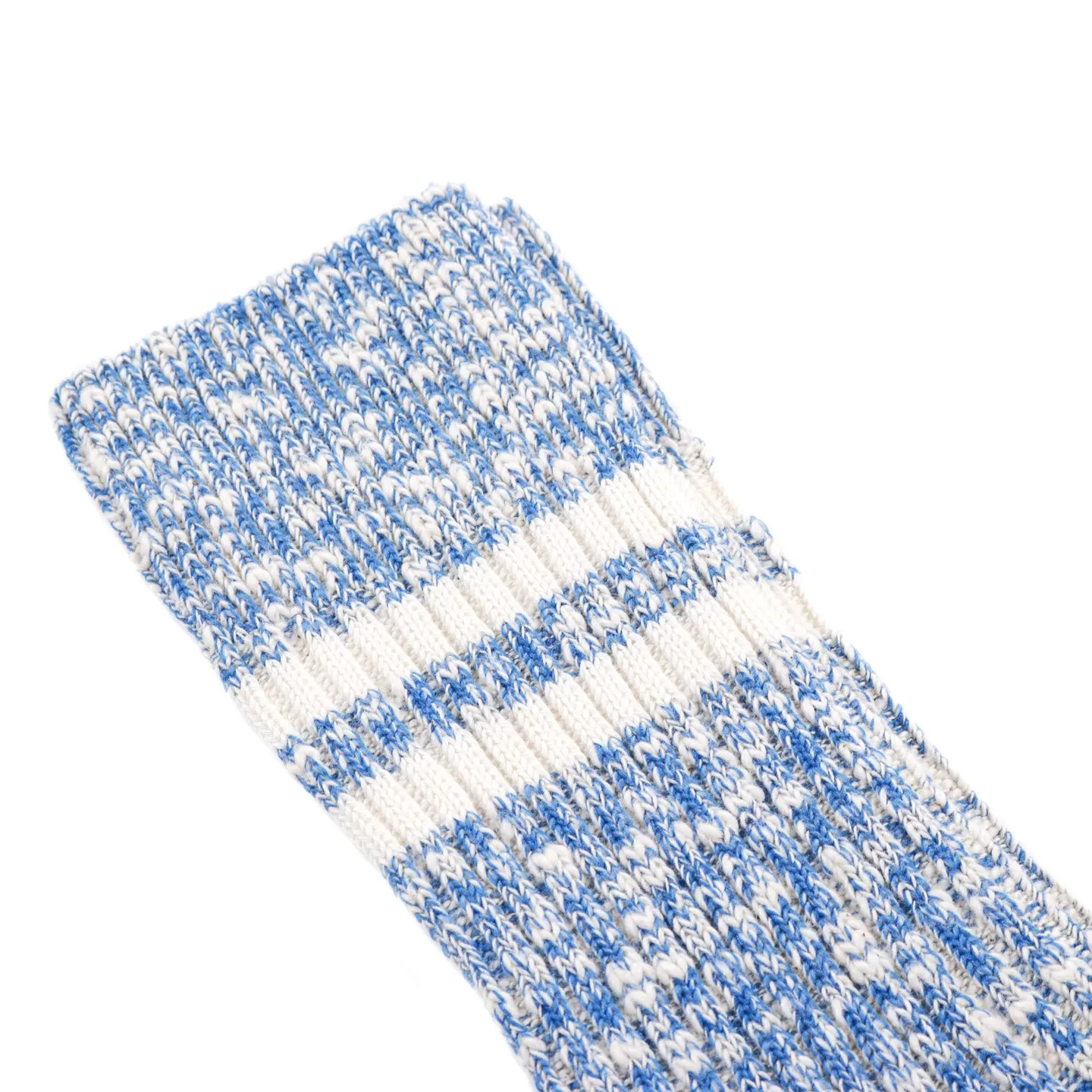 ROTOTO ORGANIC COTTON SLUB STRIPE SOCKS BLUE