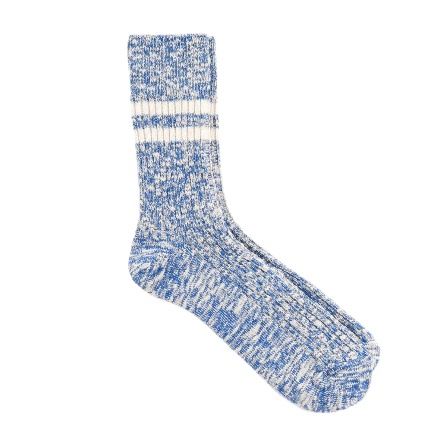 ROTOTO ORGANIC COTTON SLUB STRIPE SOCKS BLUE