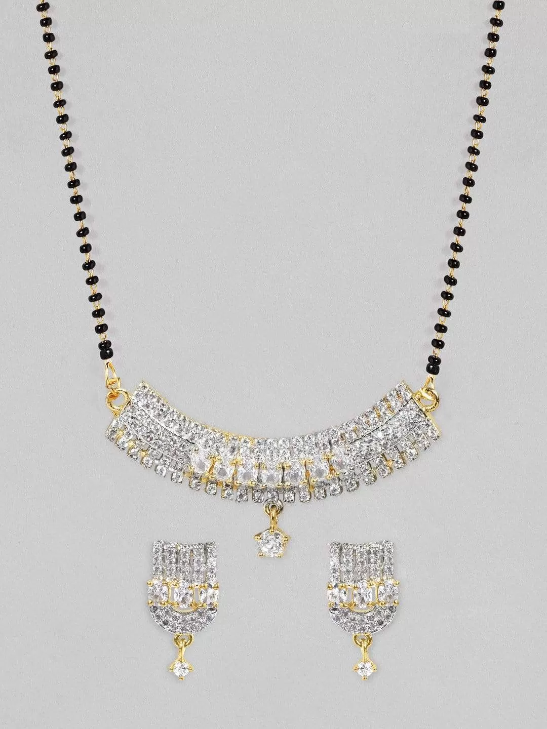 Rubans Traditional Gold Plated Mangal Sutra Set In Cz Stones